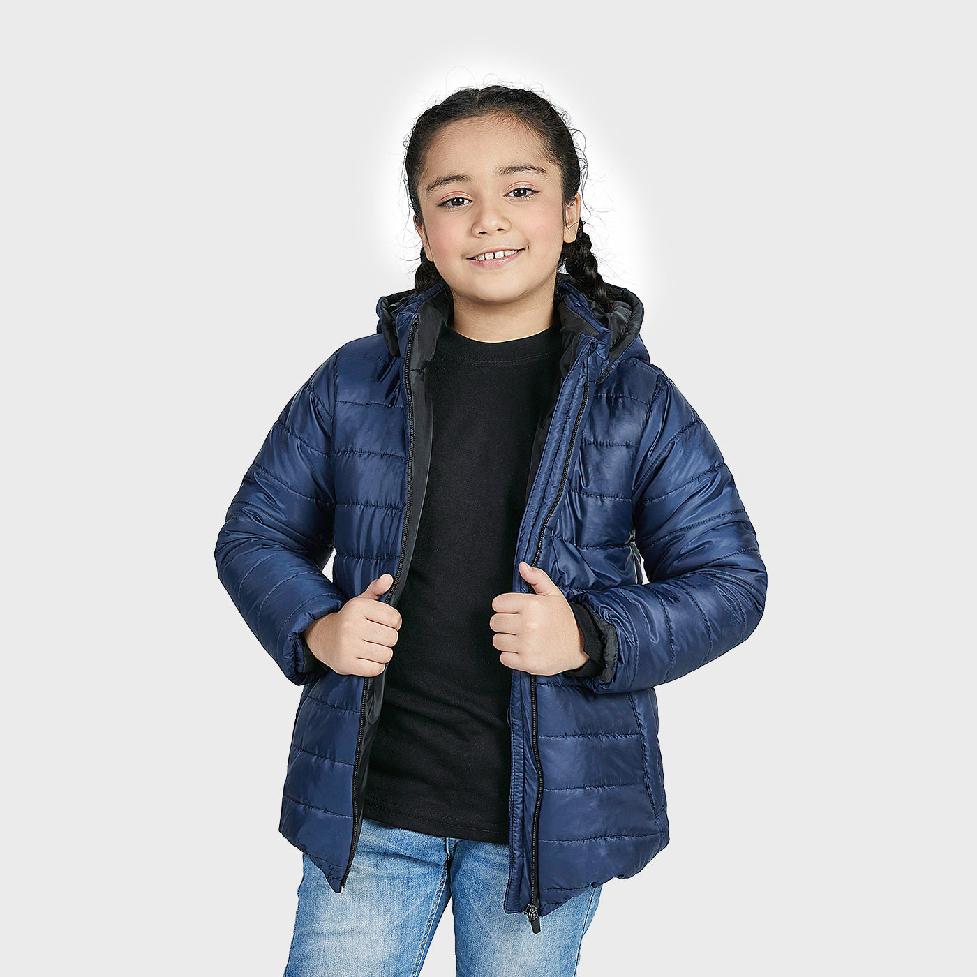 Girls navy shop puffer jacket