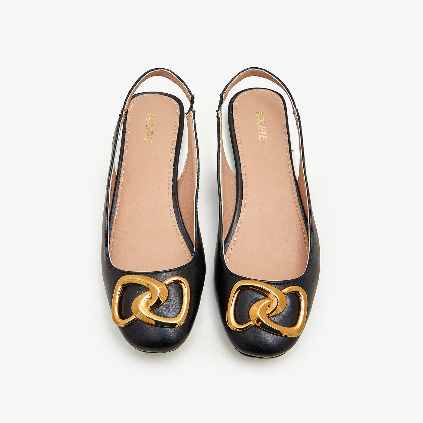 Gold flat outlet slingback shoes