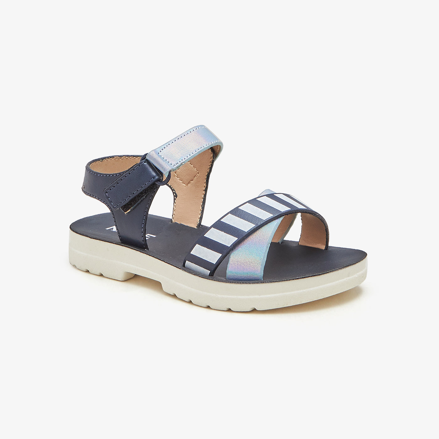 Baldim girls sandals with white and animalrint adjustable straps