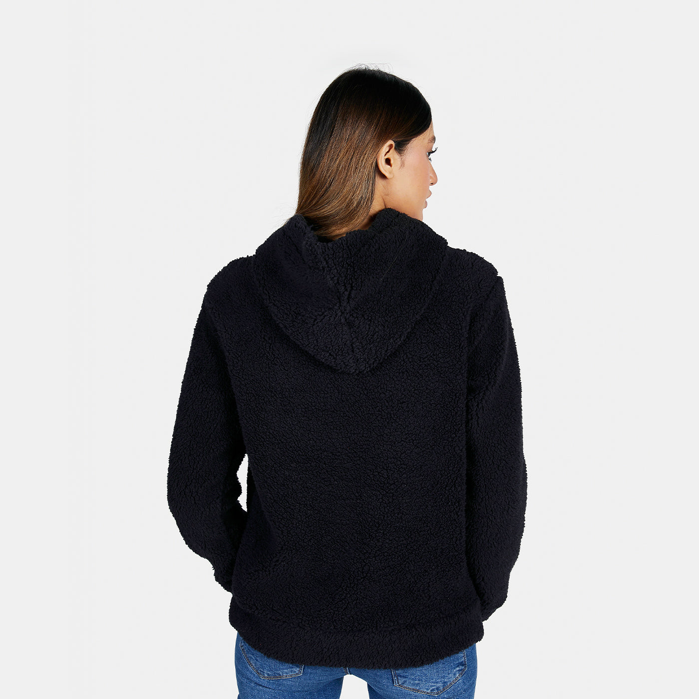 Black sherpa hoodie on sale womens