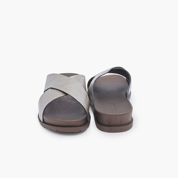 Buy SILVER Metallic Cross Slippers – Ndure.com